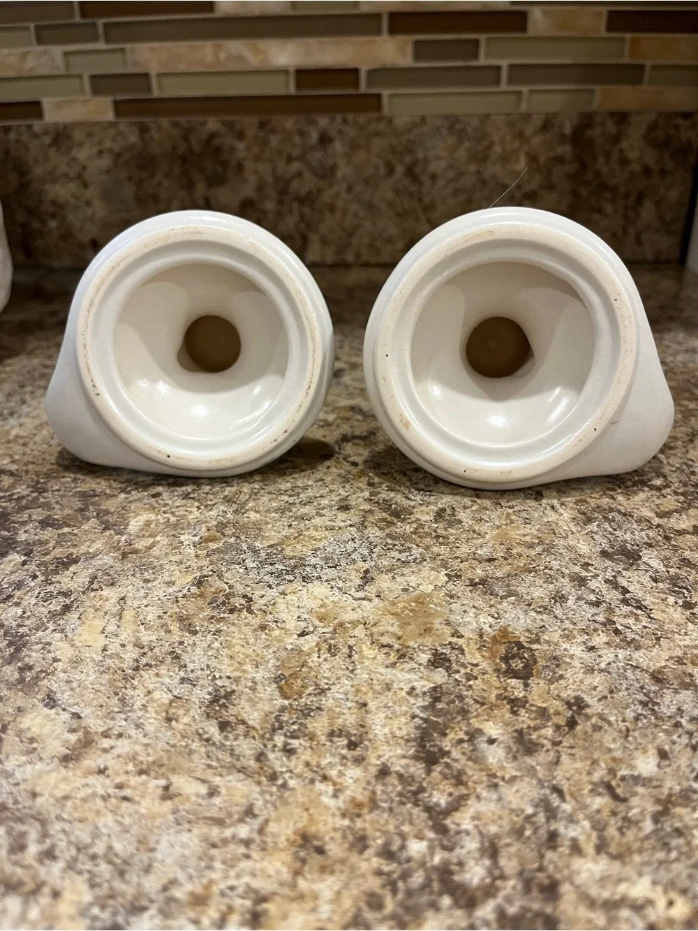 Vintage Pfaltzgraff Yorktowne White and Blue Floral Candle Holders - Set of 2